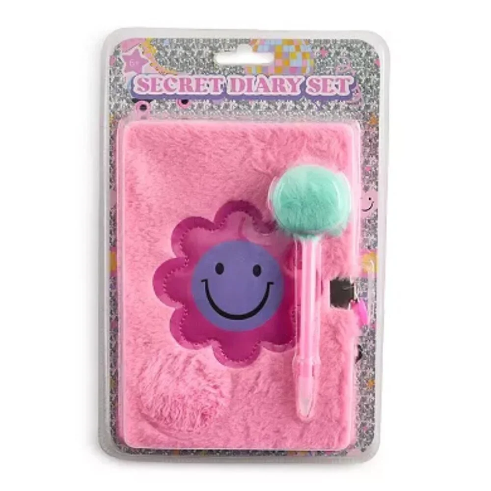 Simple Pleasures Fuzzy Smiley Face Diary